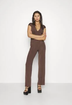 WAL G.PARTY HALA V NECK - Overall / Jumpsuit - Chocolate Brown -Wal C Stil Butik 236faebd91514db4a3ef4077589f647d