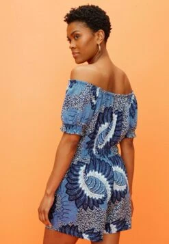 NextPUFF SLEEVE BARDOT PLAYSUIT STANDARD - Overall / Jumpsuit - Navy Blue Floral -Wal C Stil Butik 2ef3e813339642b7a5c3832c432e1d55