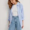 NA-KDRAW HEM - Jeansshorts - Light Blue
