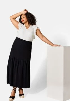 Live Unlimited LondonTIERED MIDI - Maxikjol - Black