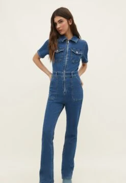 StradivariusOverall / Jumpsuit - Dark Blue Denim