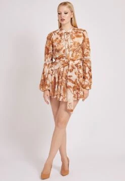 GuessMIT ALLOVER-PRINT - Veckad Kjol - Orange -Wal C Stil Butik 774da00819d24e659dbb27a36551417e